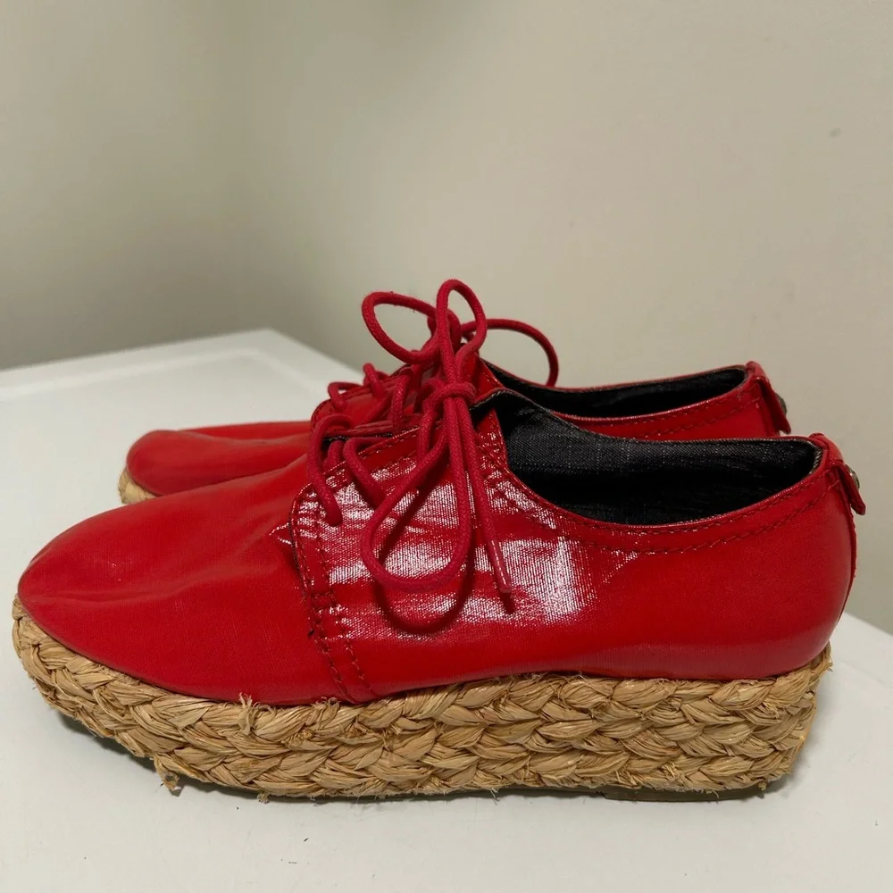 Calvin Klein Keri Espadrille Platform Shoe Red Size 7.5